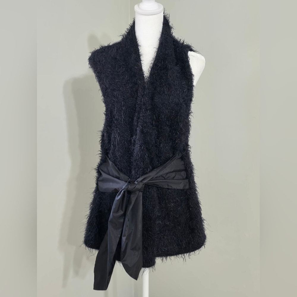Rebecca Moses NWT Heart Soul Style Faux Fur Vest w/ Bow Detail Women's Size M